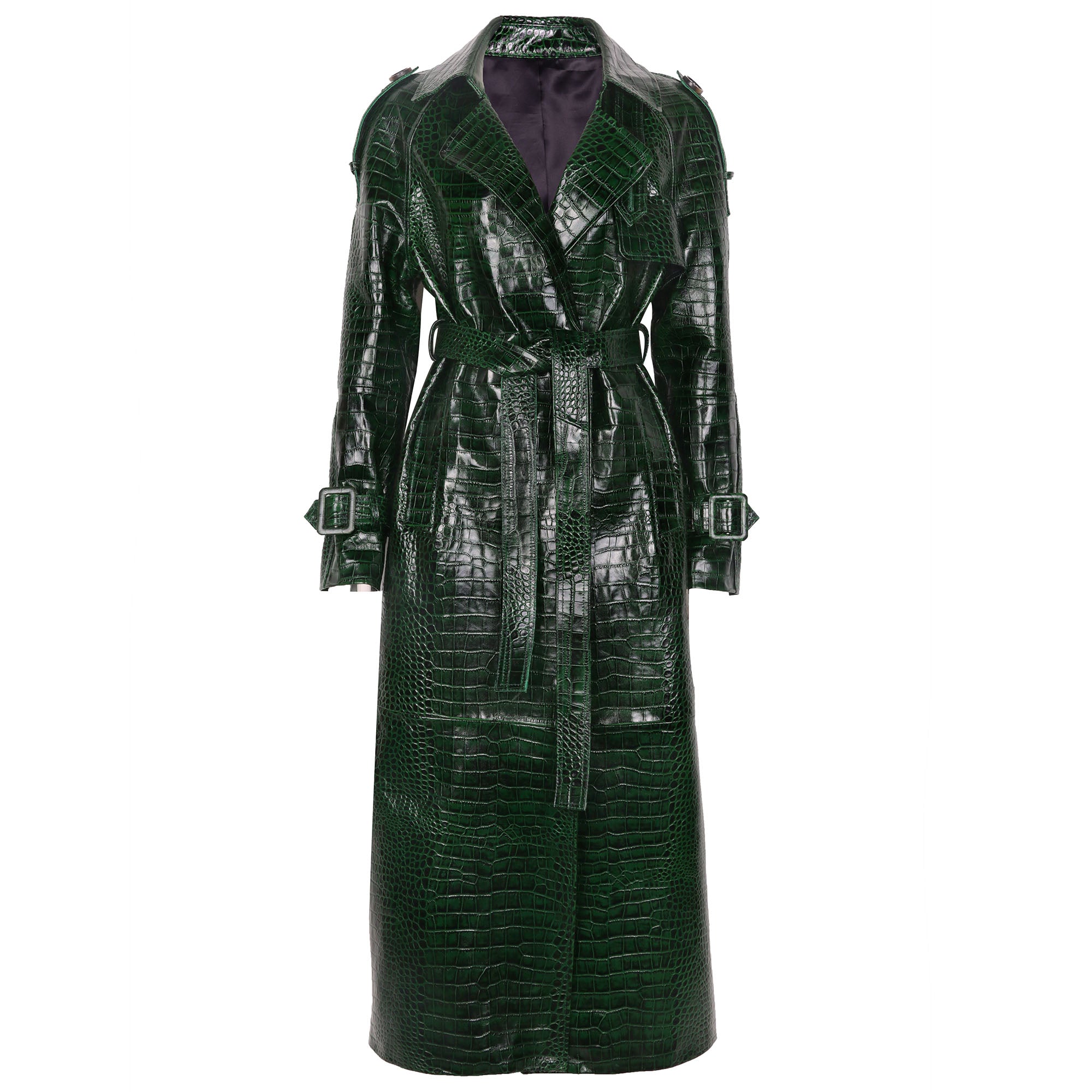 ASH LEATHER CROC COAT HUNTER GREEN - Main Image