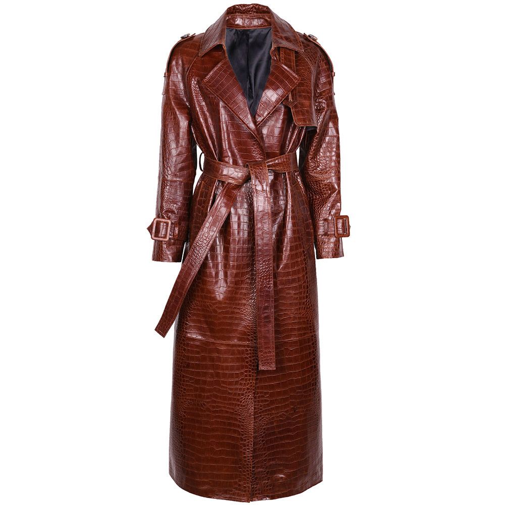 ASH LEATHER CROC COAT | CHOCOLATE BROWN