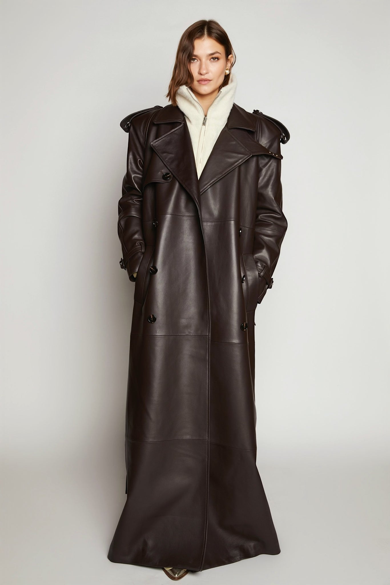 BB LEATHER TRENCH | CHOCOLATE BROWN