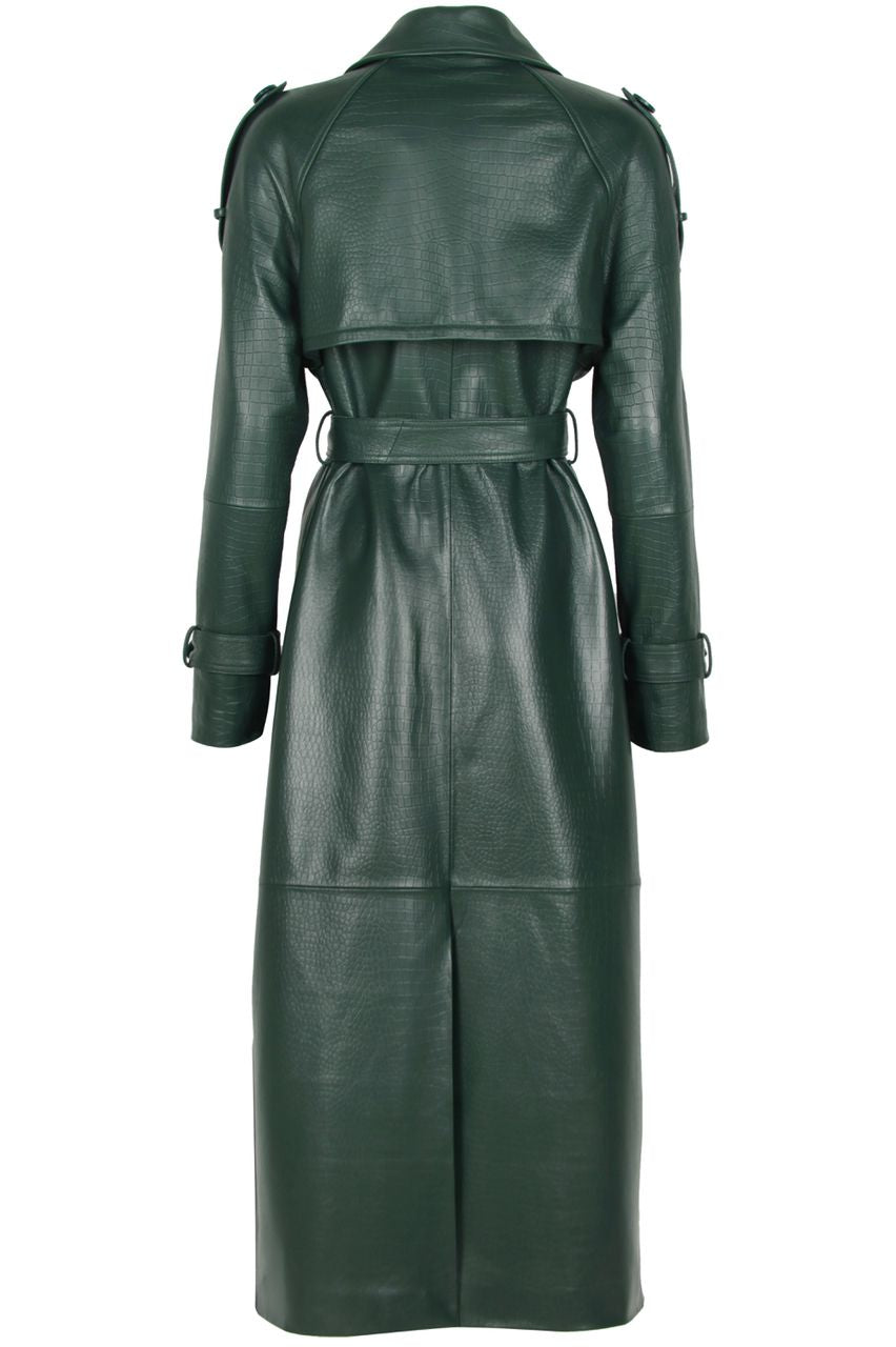 ASH LEATHER CROC COAT | PINE GREEN