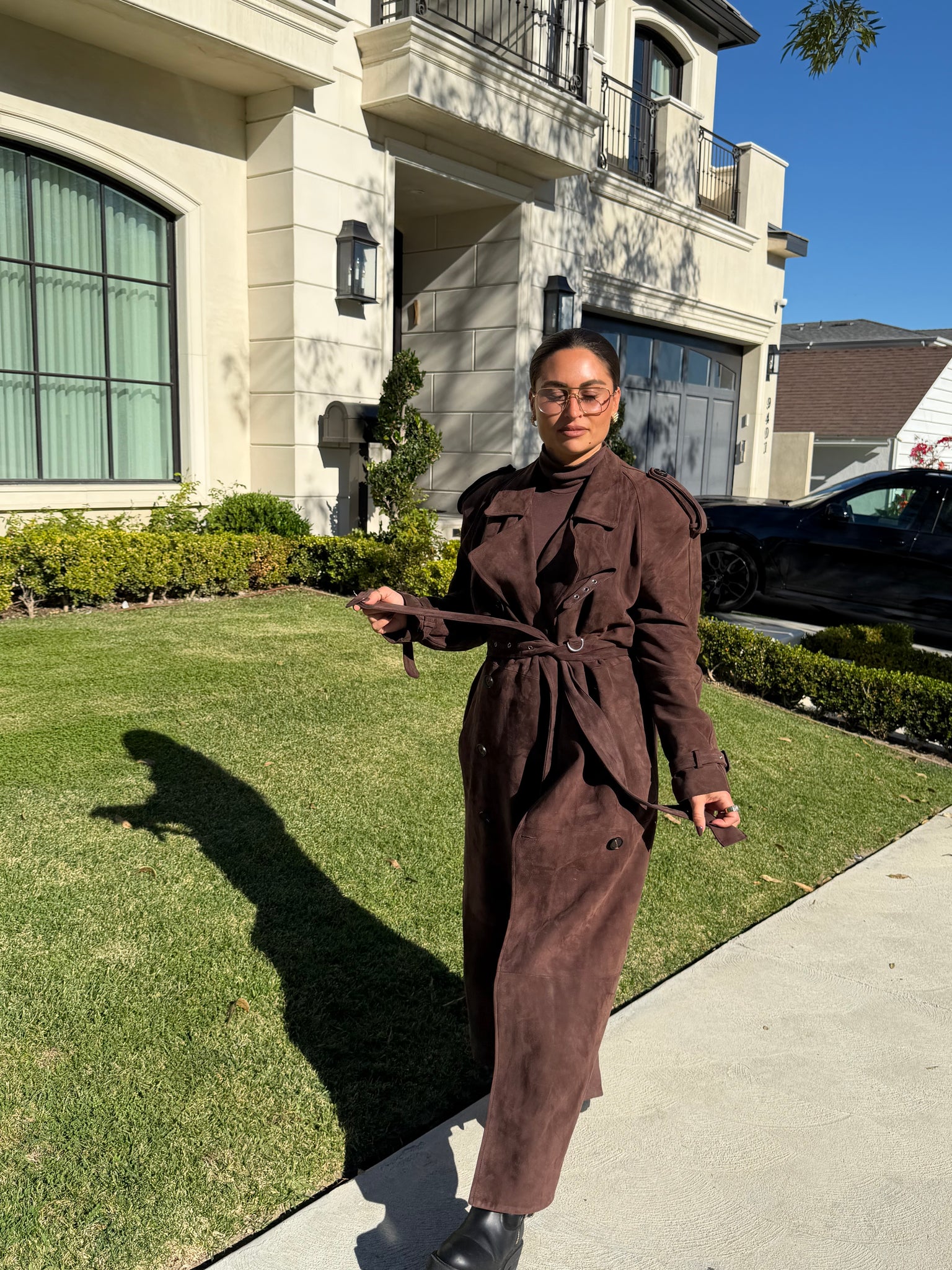 BB SUEDE LEATHER TRENCH | CHOCOLATE BROWN