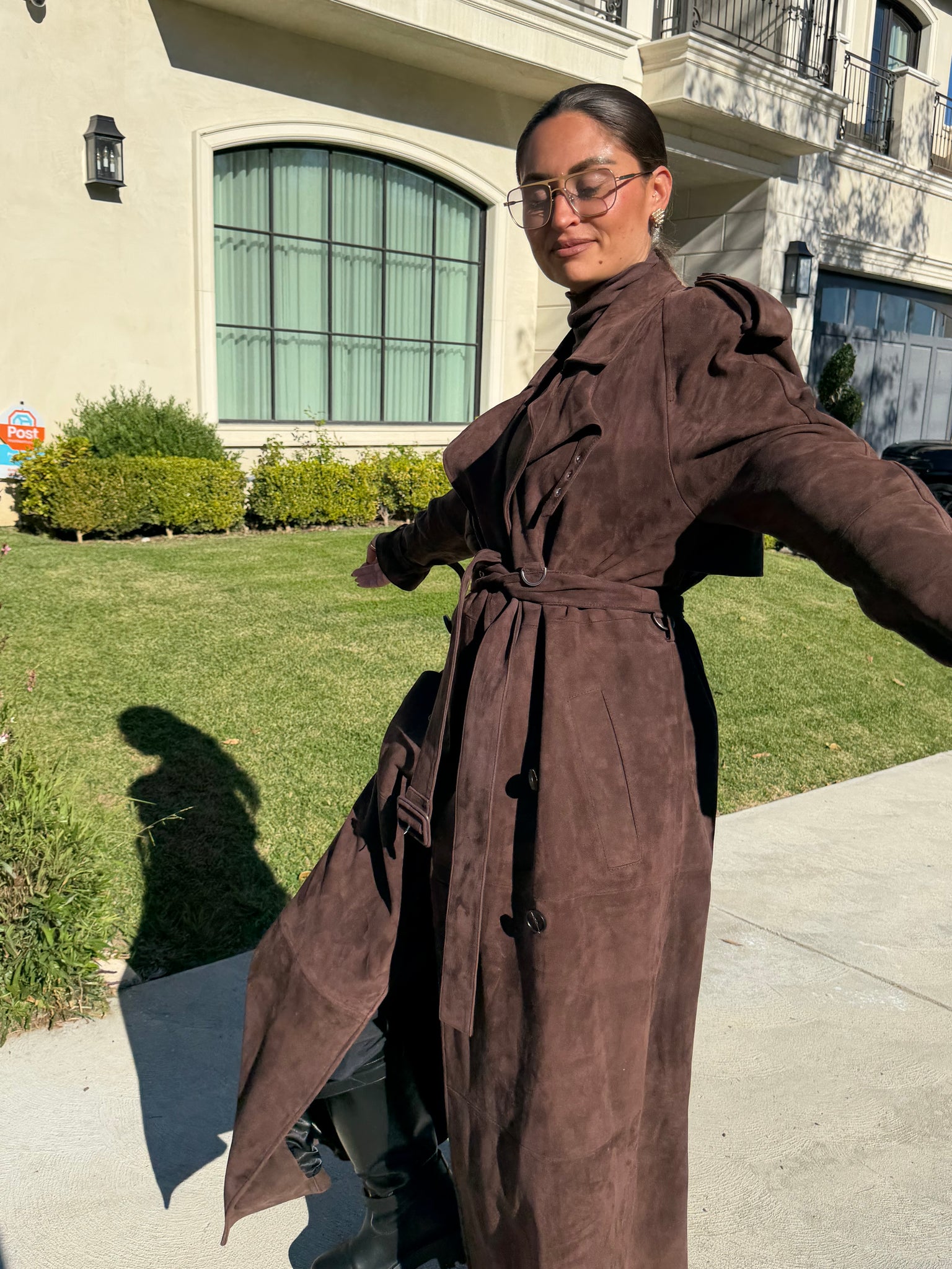 BB SUEDE LEATHER TRENCH | CHOCOLATE BROWN