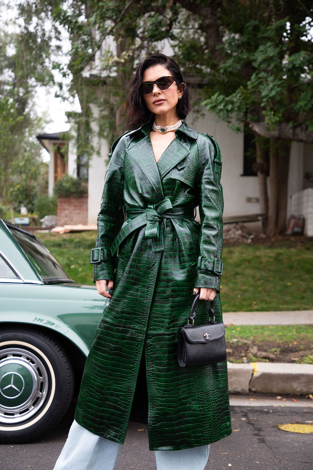 ASH LEATHER CROC COAT | HUNTER GREEN