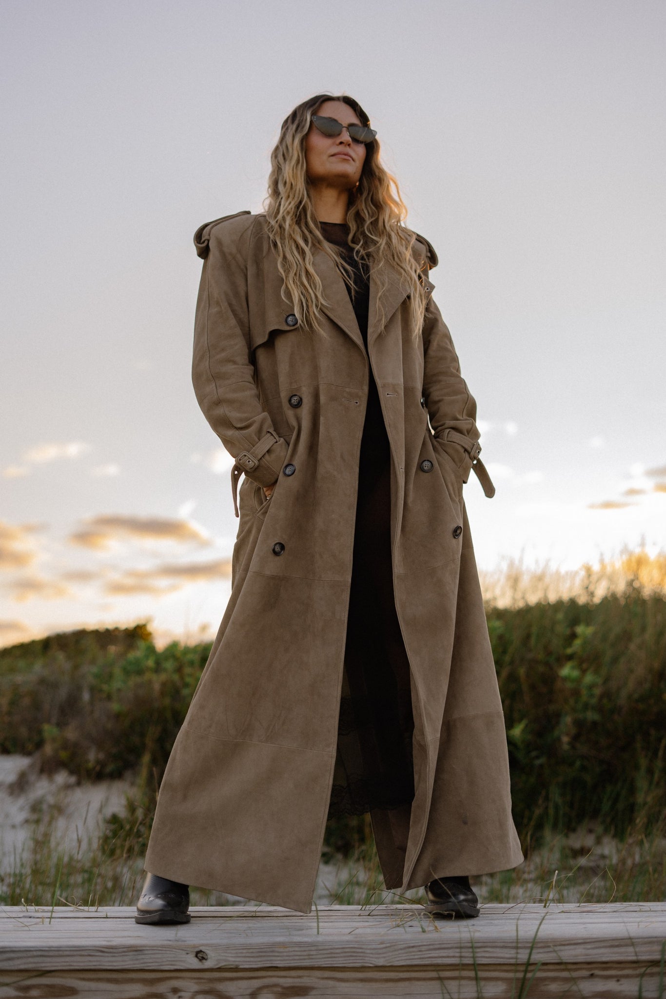 BB SUEDE LEATHER TRENCH | ÉTOUPE