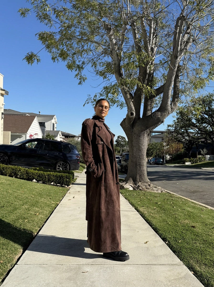 BB SUEDE LEATHER TRENCH | CHOCOLATE BROWN