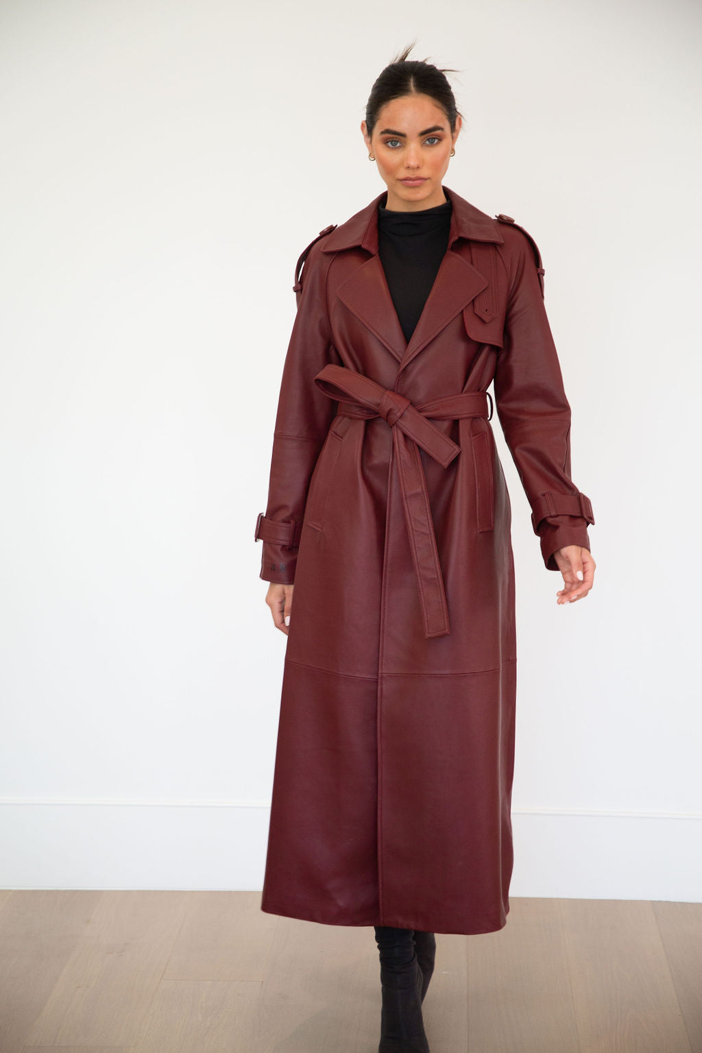 ASH LEATHER COAT | MULBERRY RED