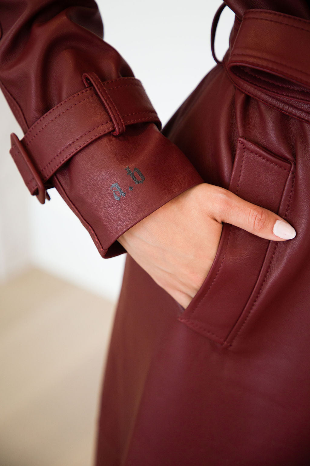 ASH LEATHER COAT | MULBERRY RED