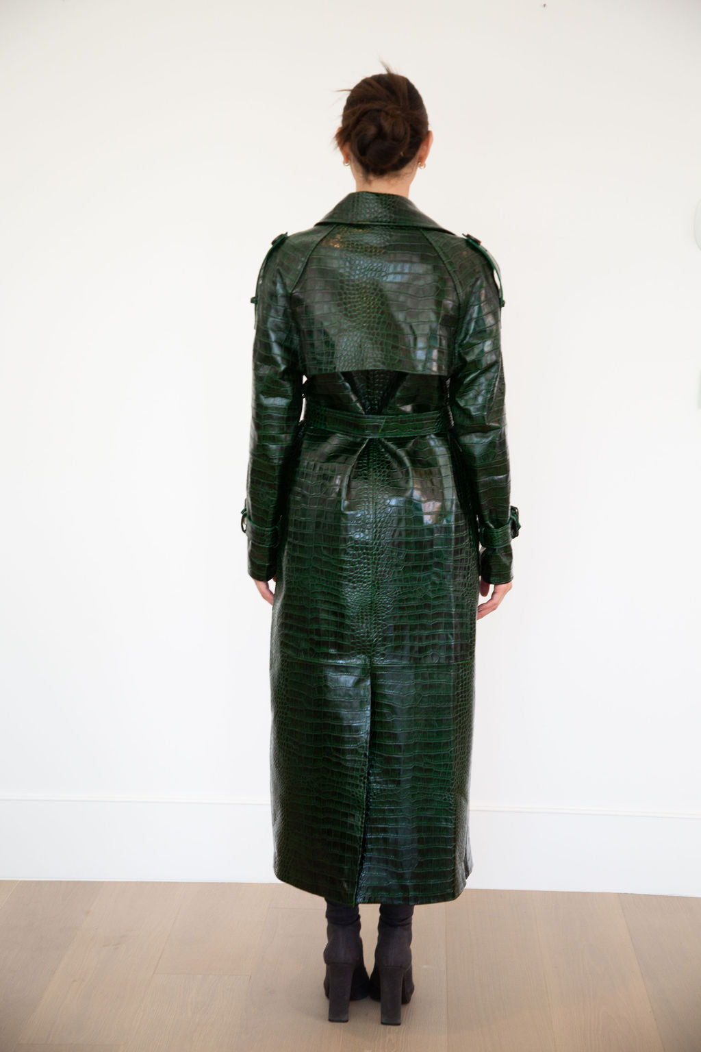 ASH LEATHER CROC COAT | HUNTER GREEN