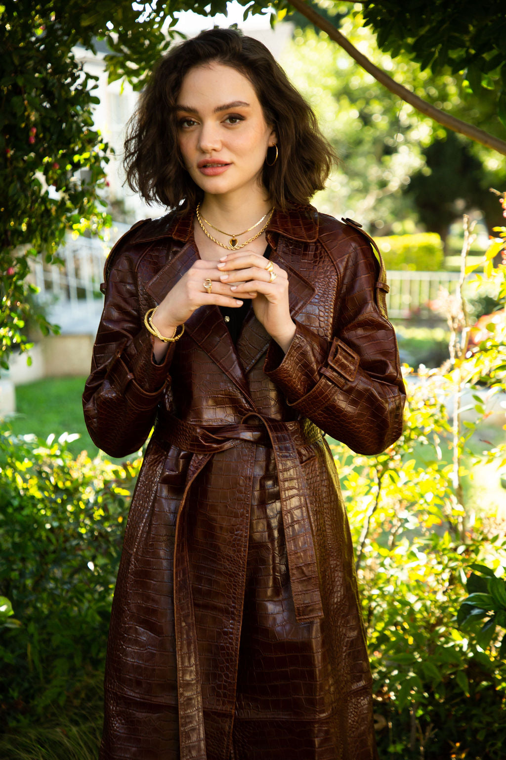 ASH LEATHER CROC COAT | CHOCOLATE BROWN