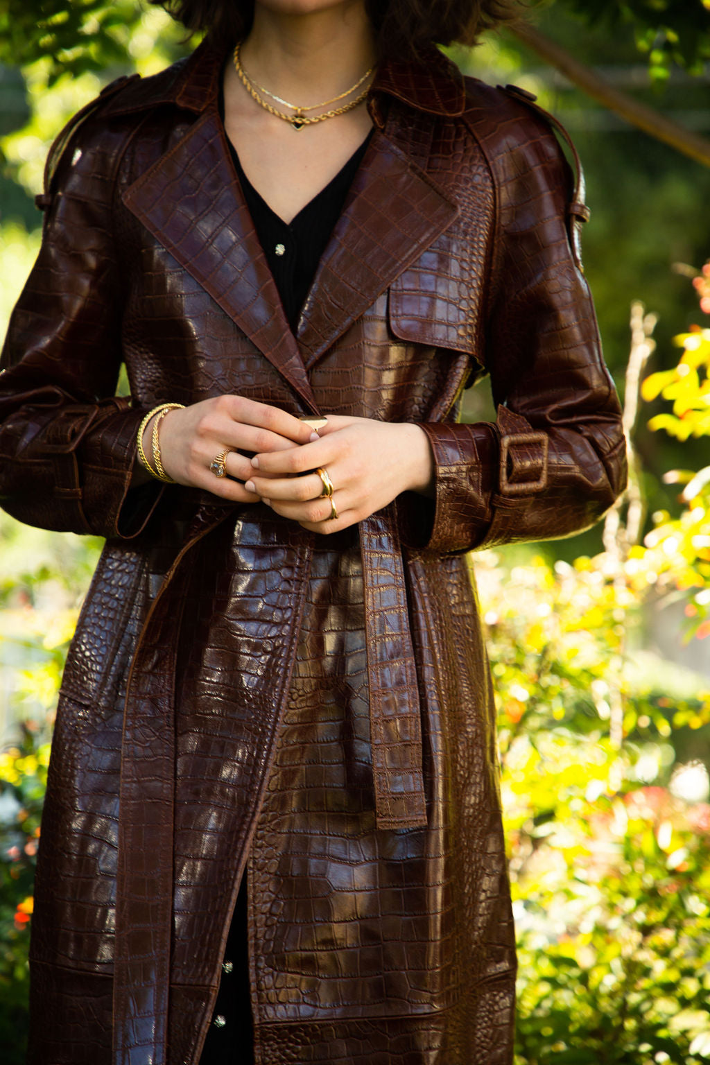 ASH LEATHER CROC COAT | CHOCOLATE BROWN