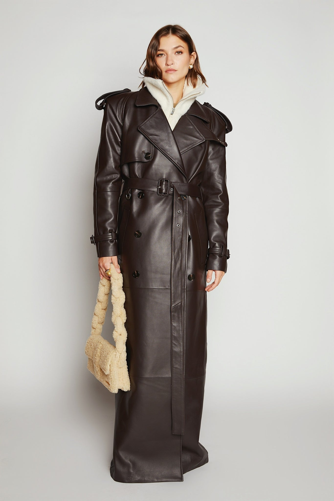 BB LEATHER TRENCH | CHOCOLATE BROWN