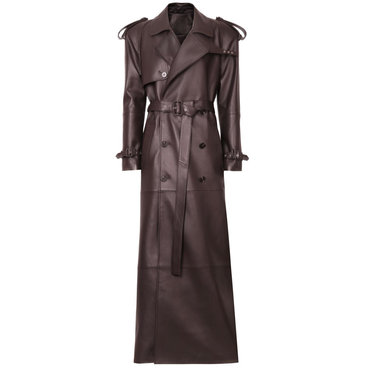 Croc Leather Trench - Chocolate